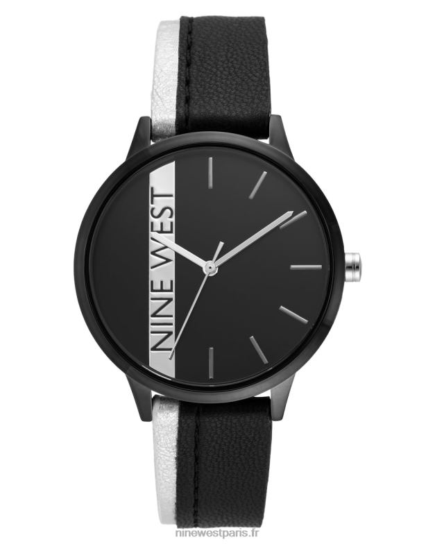 Nine West montre à bracelet contrasté P88BJ2887 argenté et noir