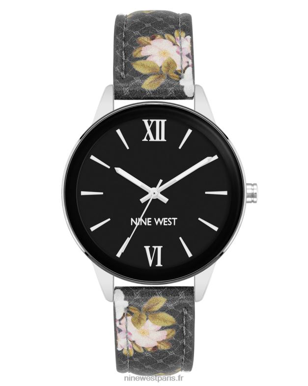 Nine West montre bracelet à motif floral P88BJ2891 noir