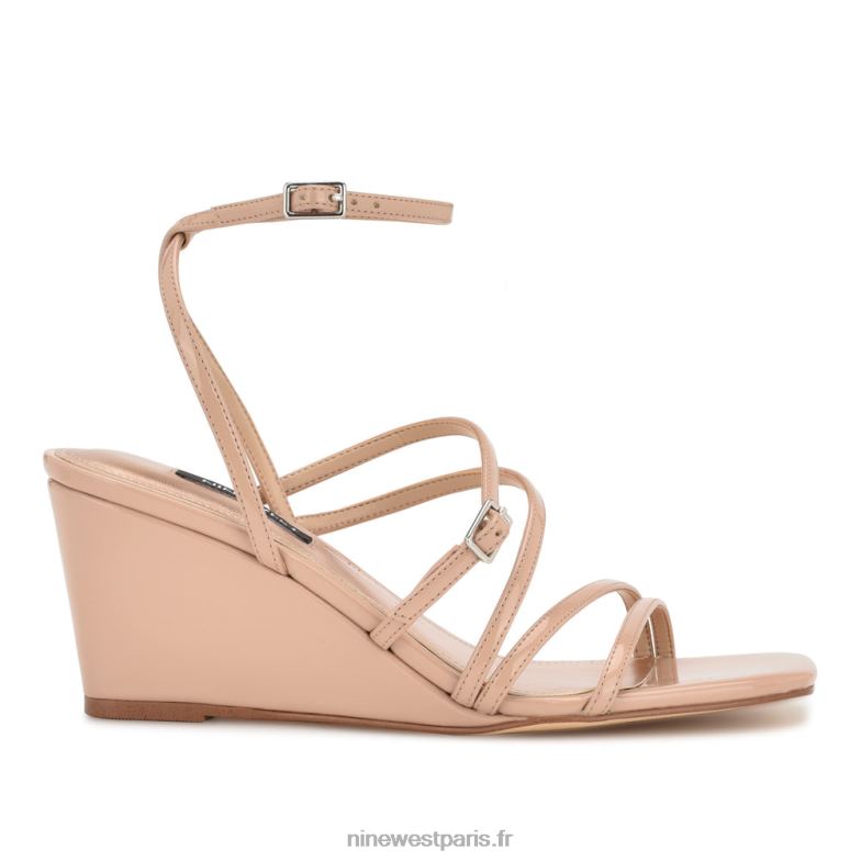 Nine West keamer sandales compensées à bride cheville P88BJ1129 verni naturel clair