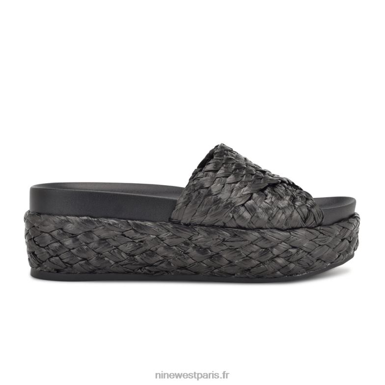 Nine West canni espadrilles à enfiler P88BJ649 raphia noir