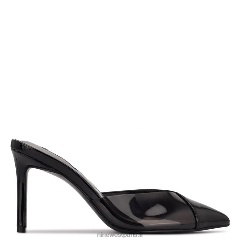 Nine West claquettes à talon ellia P88BJ707 verni noir/fumé
