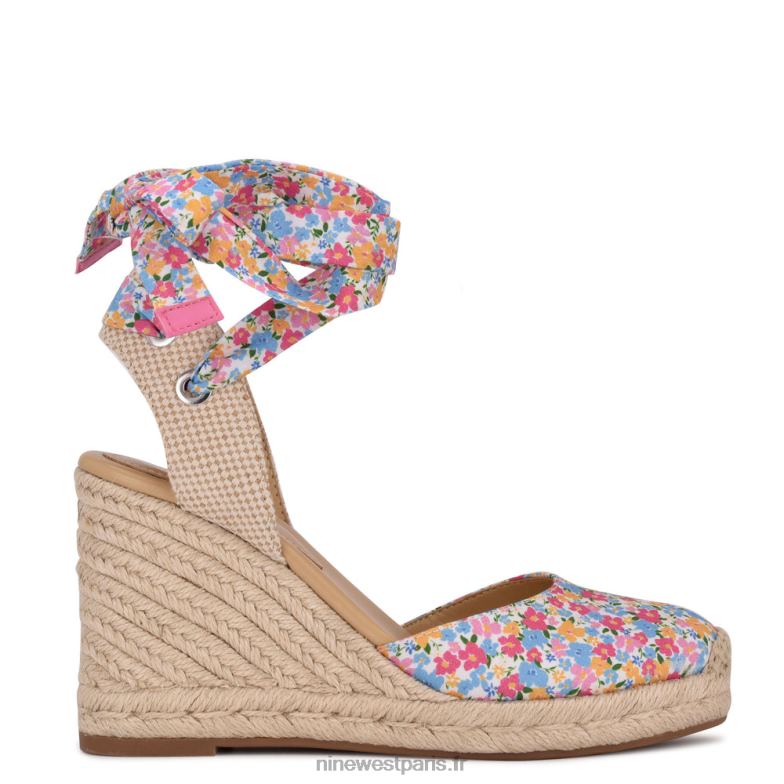 Nine West ami sandales compensées espadrilles enveloppantes à la cheville P88BJ843 fleuri étourdi