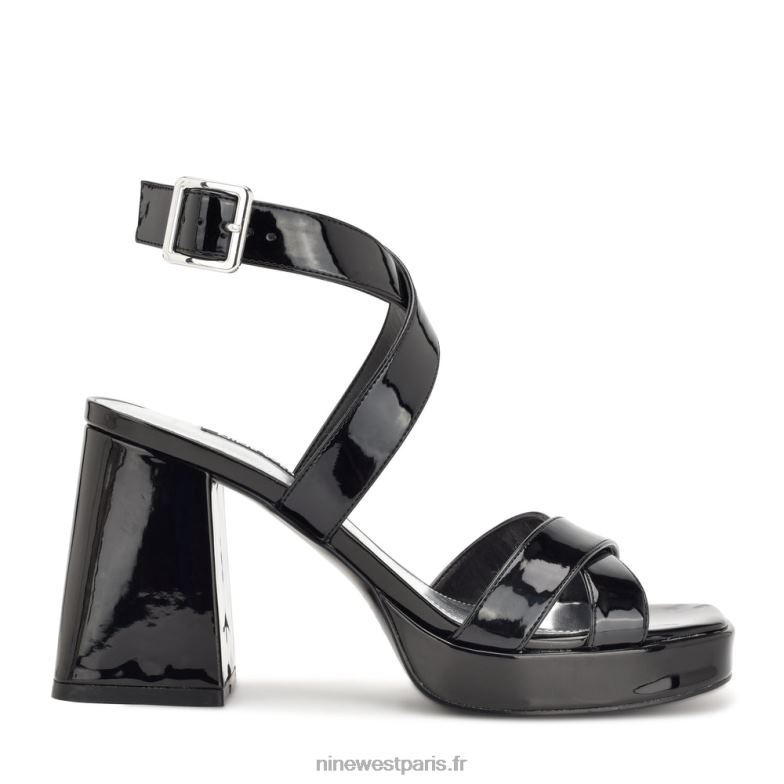 Nine West sandales à plateforme et bride à la cheville P88BJ826 vernis noir