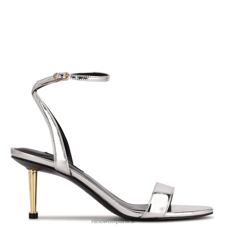 Nine West anny sandales à talons et bride cheville P88BJ456 miroir argenté métallisé