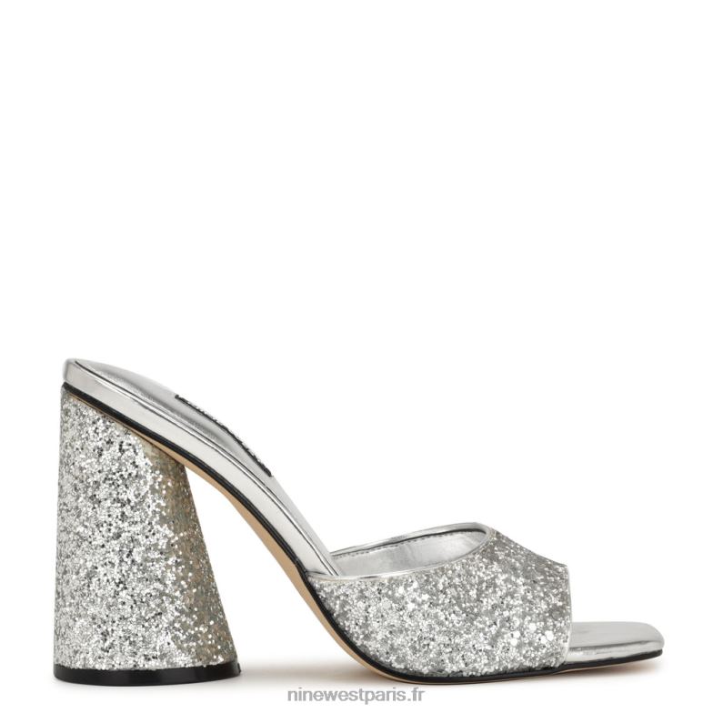 Nine West excit sandales à talon P88BJ301 paillettes d'argent