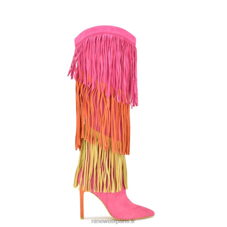 Nine West bottes à talons glands P88BJ918 daim rose/orange/jaune