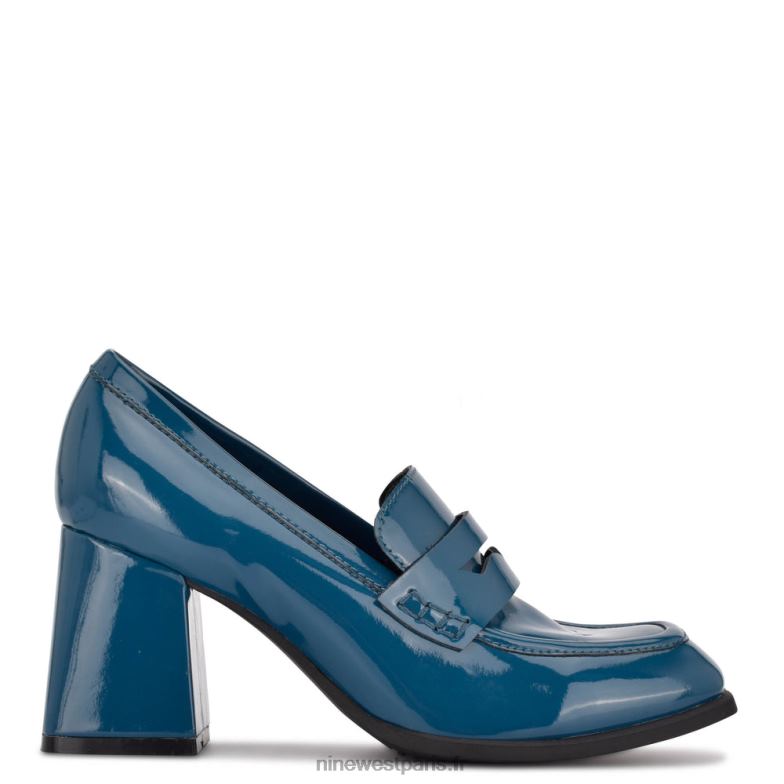 Nine West mocassins à talons zeste P88BJ959 brevet bleu sarcelle